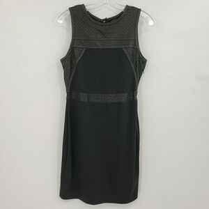 Greylin Faux Leather Detail Cut Out Back Black Casual Dress